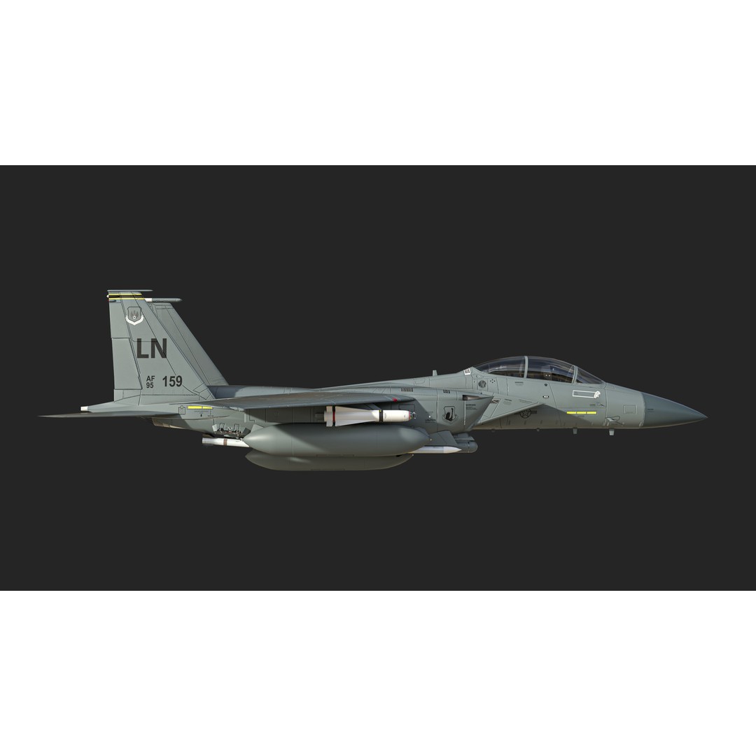 F-15E Strike Eagle 3D Model – Low Poly Military Aircraft, FBX, OBJ - View 16