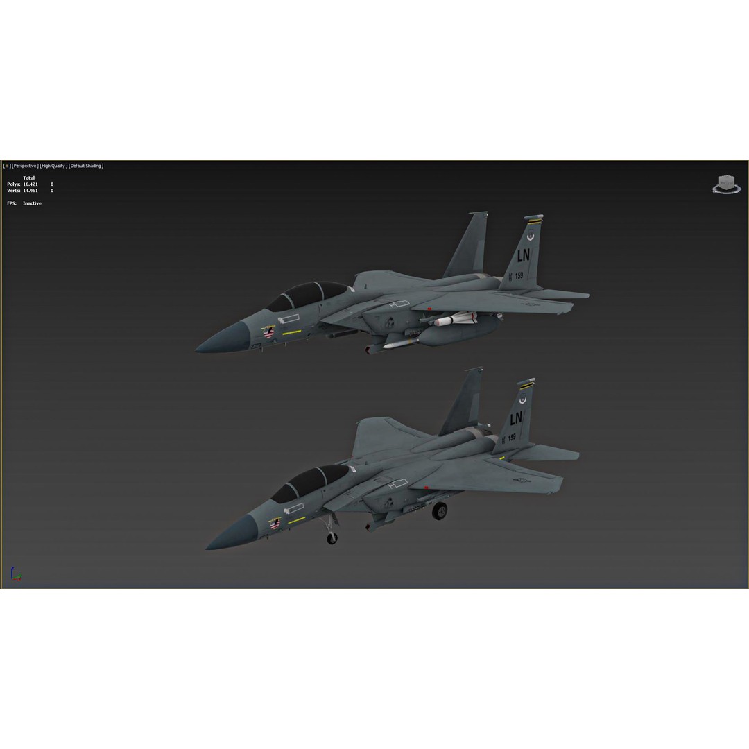 F-15E Strike Eagle 3D Model – Low Poly Military Aircraft, FBX, OBJ - View 17