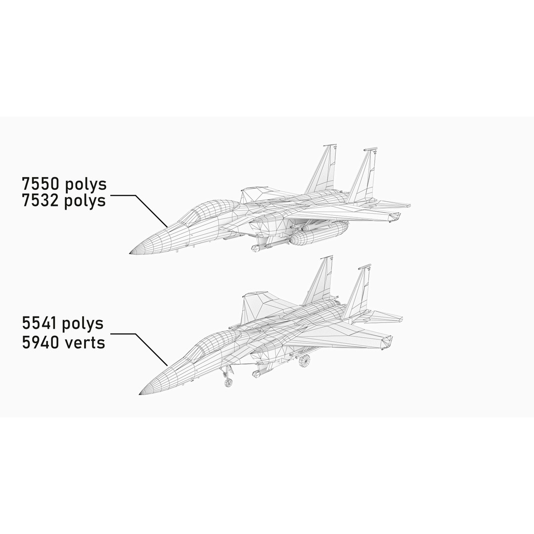 F-15E Strike Eagle 3D Model – Low Poly Military Aircraft, FBX, OBJ - View 22