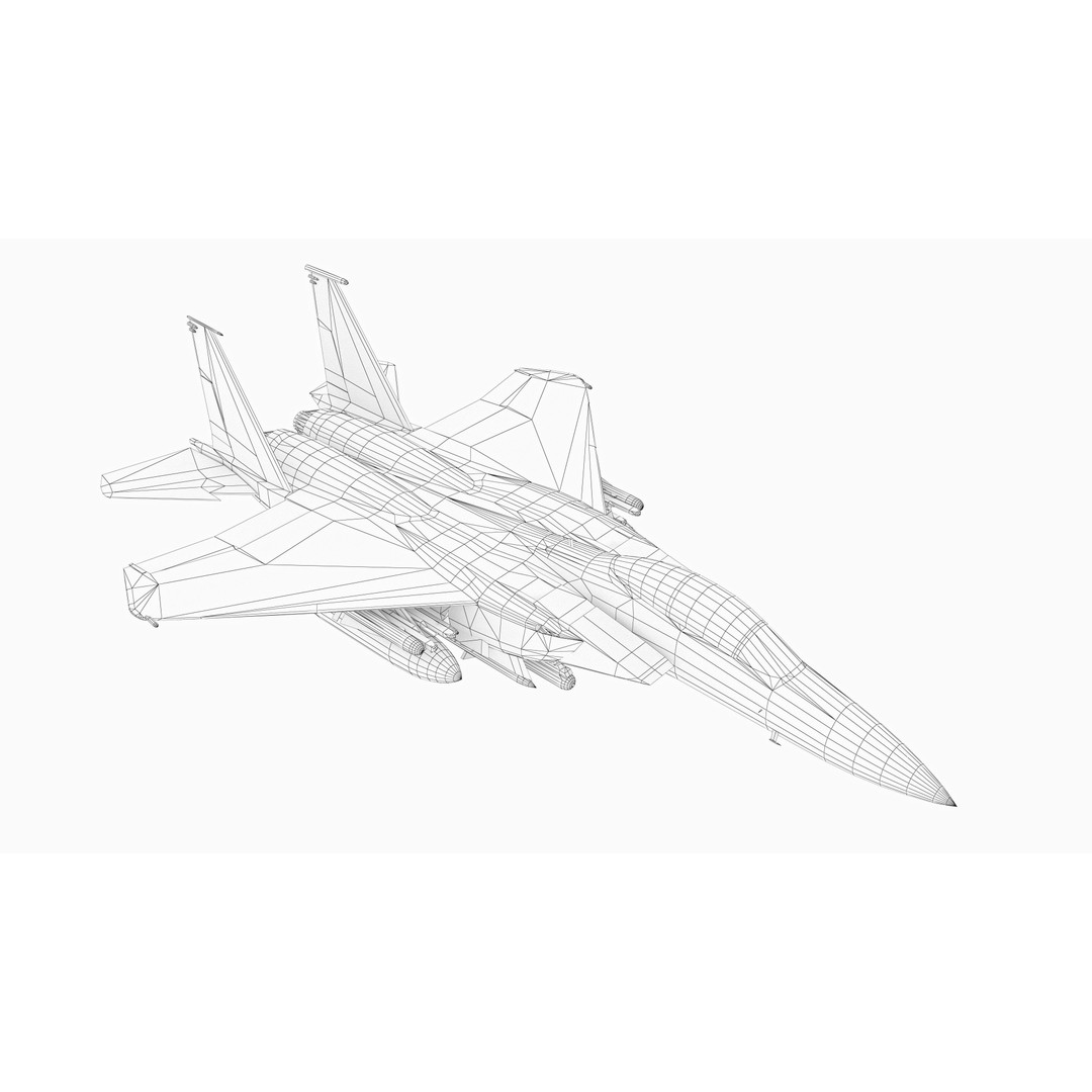 F-15E Strike Eagle 3D Model – Low Poly Military Aircraft, FBX, OBJ - View 24