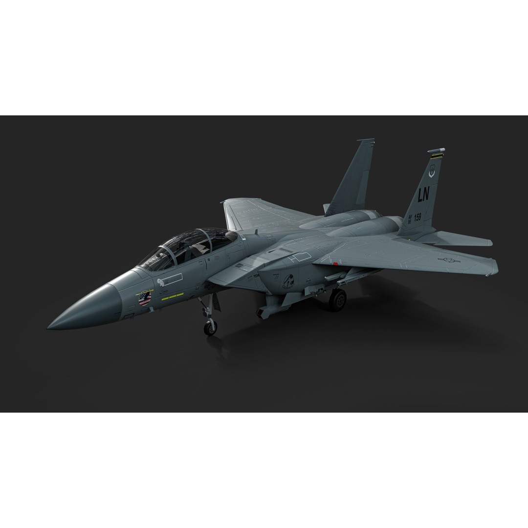 F-15E Strike Eagle 3D Model – Low Poly Military Aircraft, FBX, OBJ - View 4