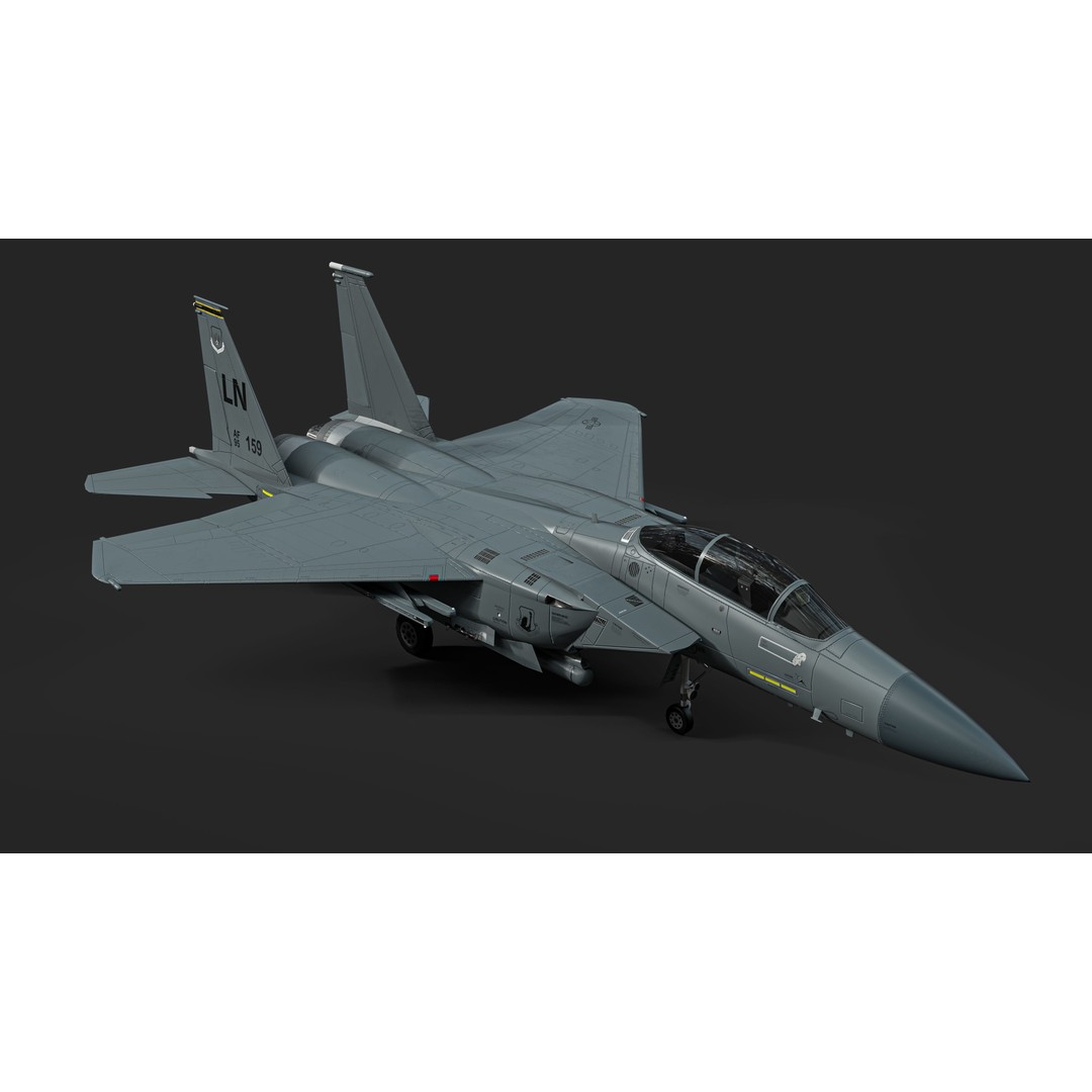 F-15E Strike Eagle 3D Model – Low Poly Military Aircraft, FBX, OBJ - View 6