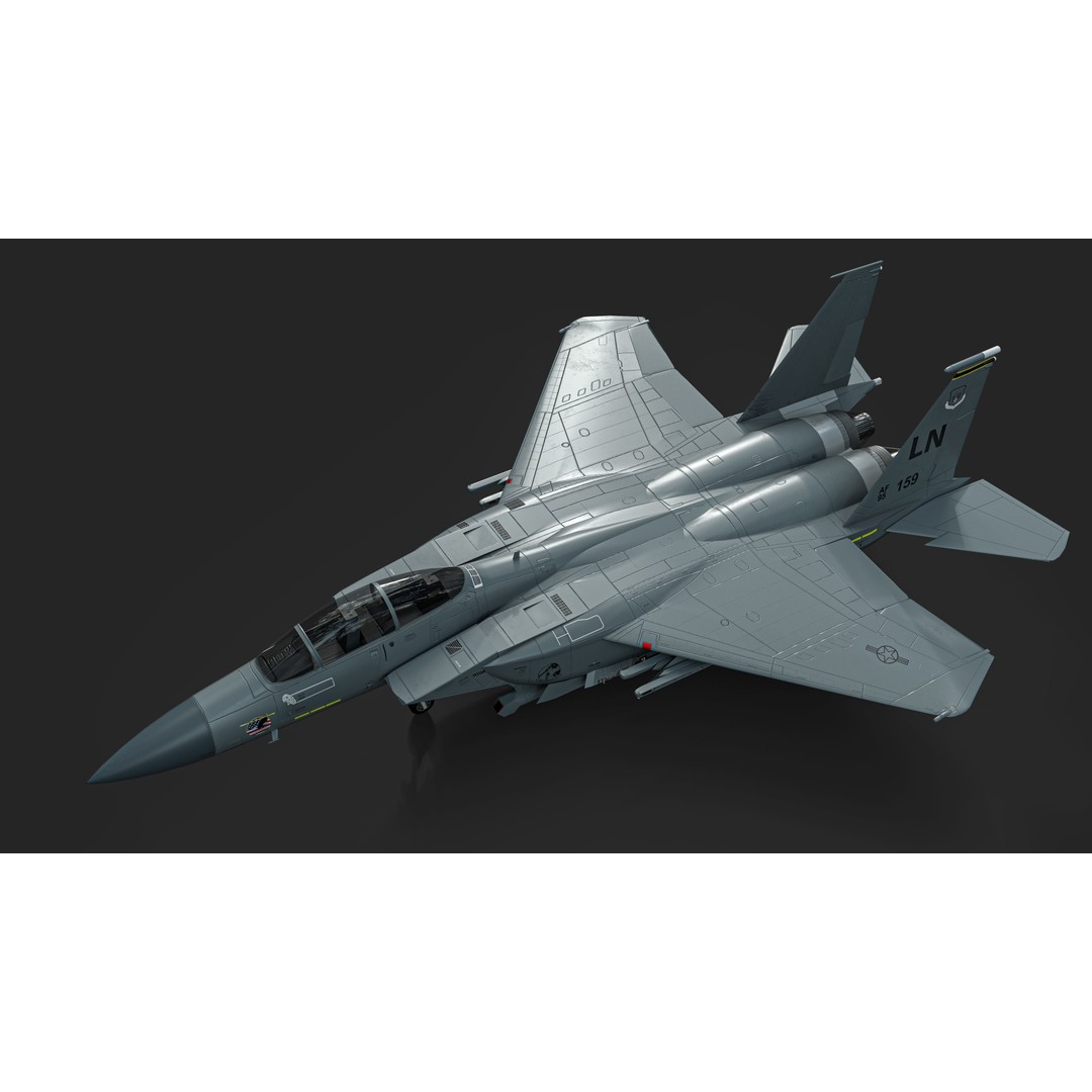 F-15E Strike Eagle 3D Model – Low Poly Military Aircraft, FBX, OBJ - View 7