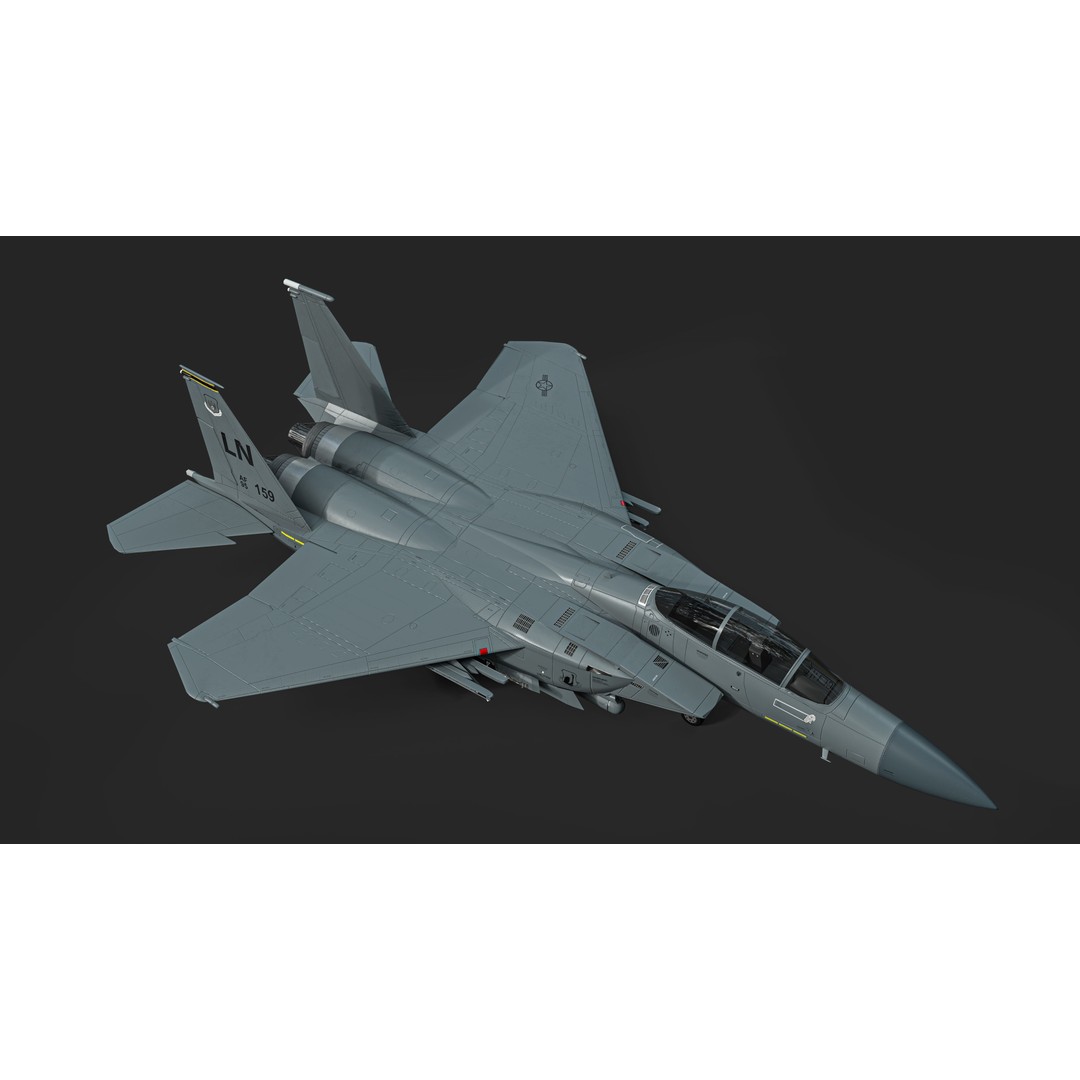 F-15E Strike Eagle 3D Model – Low Poly Military Aircraft, FBX, OBJ - View 8
