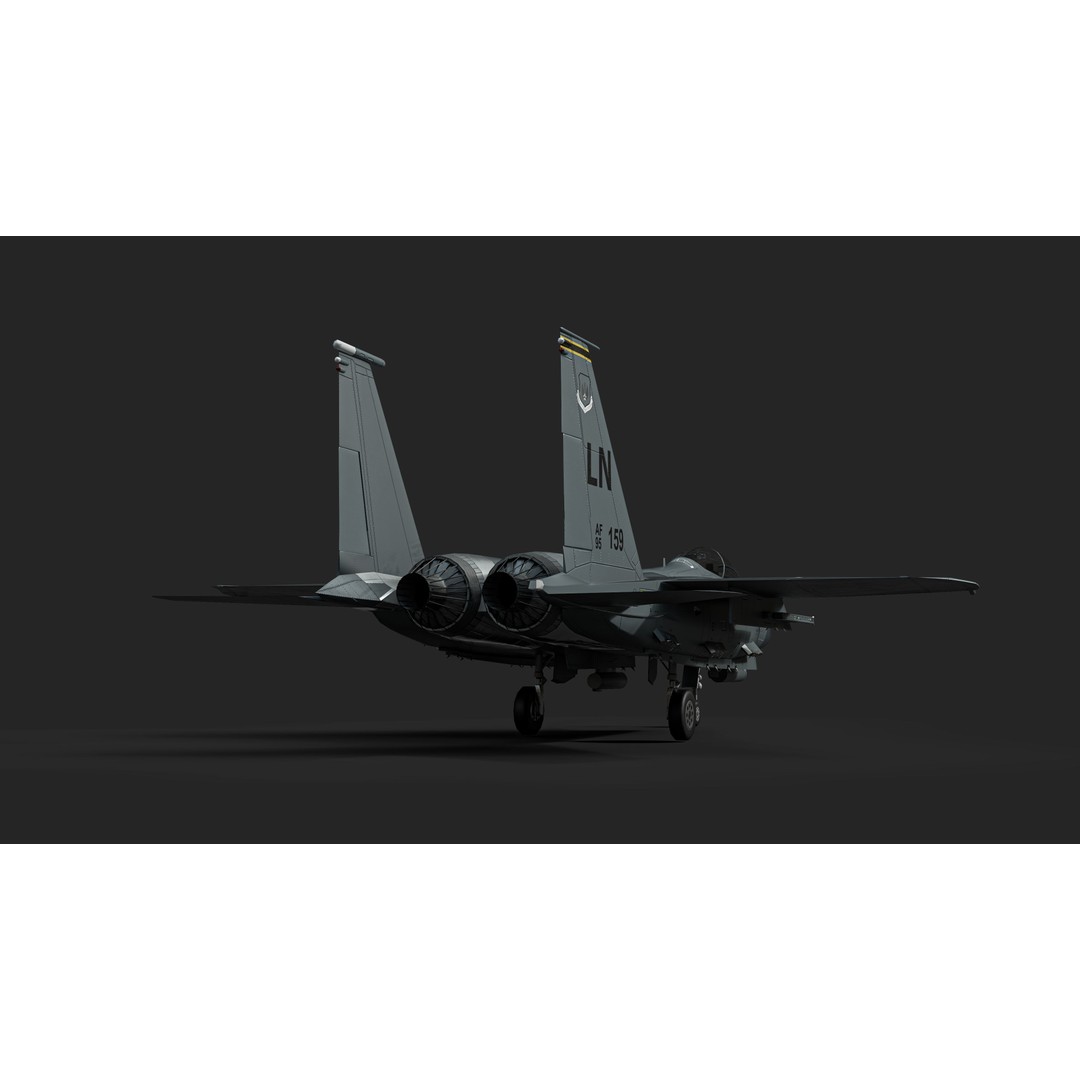 F-15E Strike Eagle 3D Model – Low Poly Military Aircraft, FBX, OBJ - View 9