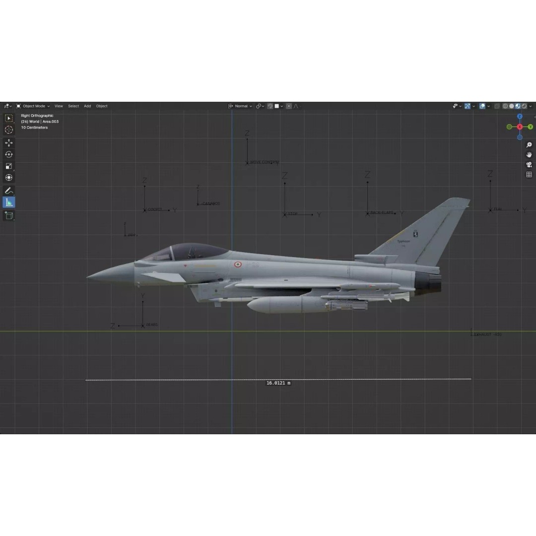 Euro Fighter Typhoon 3D Model – High Resolution Cockpit, Rigged, Blender - View 38