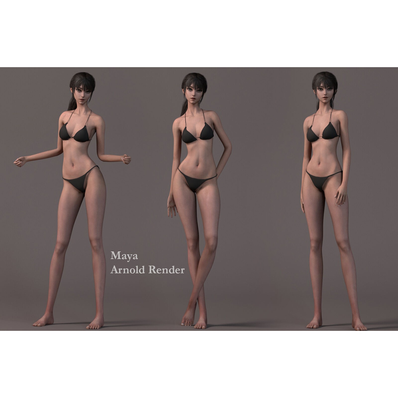 Female Base Model Rig - Low-Poly Game-Ready 3D Model - View 10