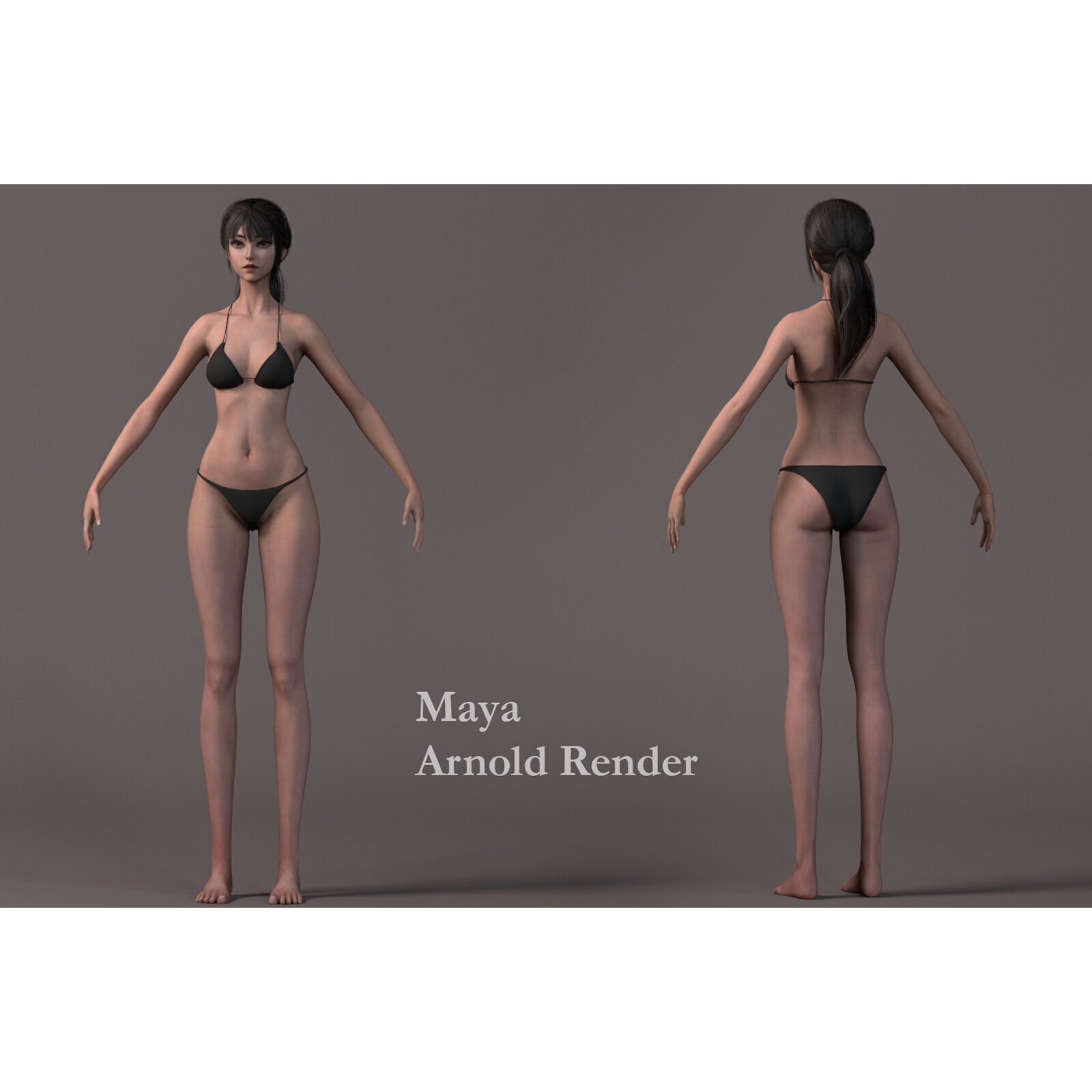 Female Base Model Rig - Low-Poly Game-Ready 3D Model - View 14