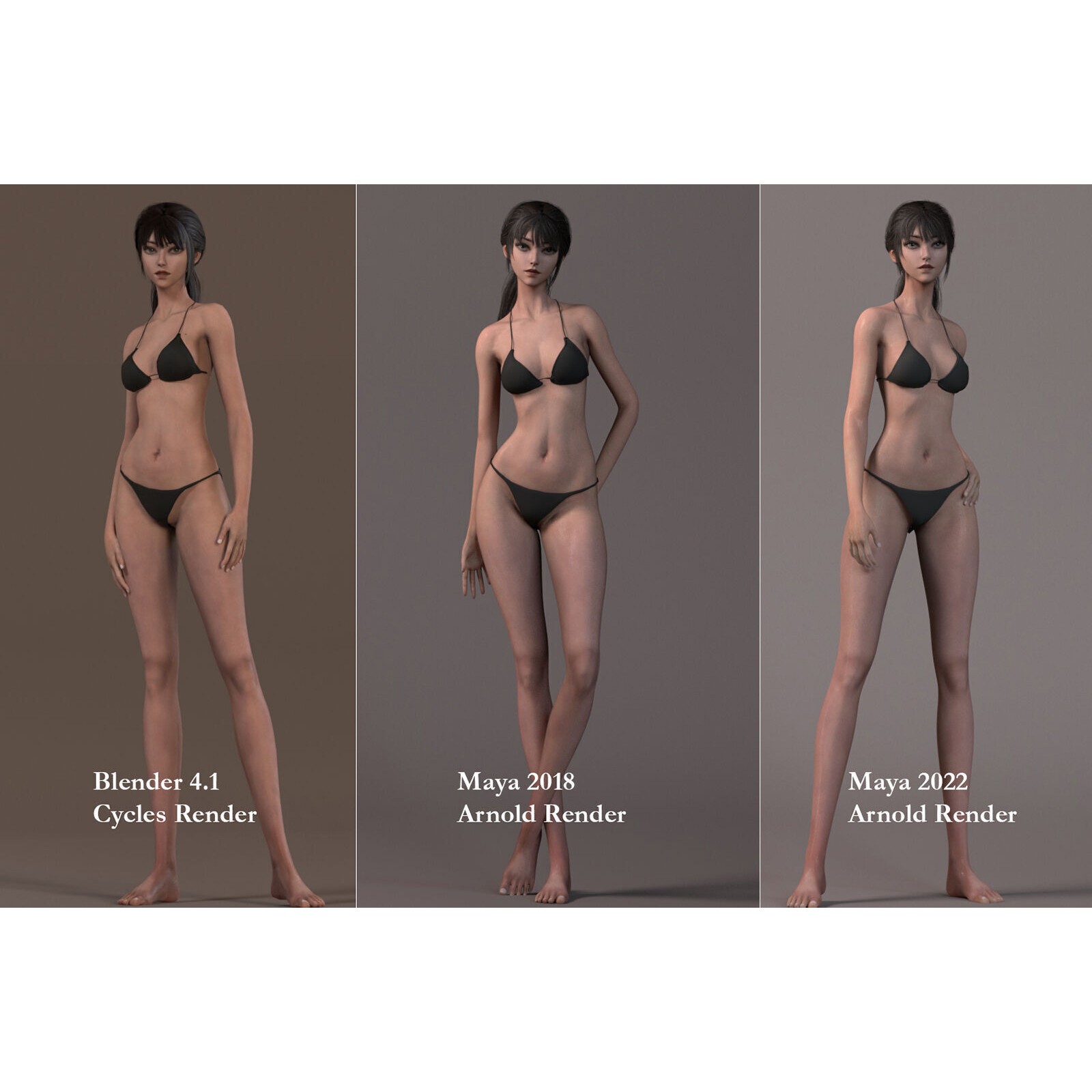 Female Base Model Rig - Low-Poly Game-Ready 3D Model - View 15