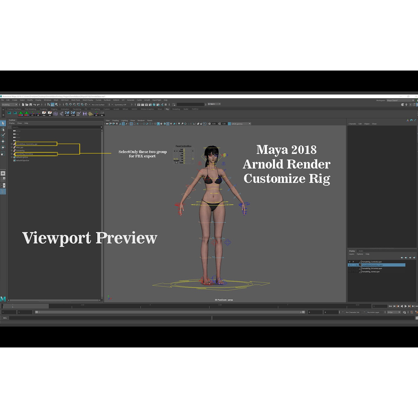 Female Base Model Rig - Low-Poly Game-Ready 3D Model - View 21