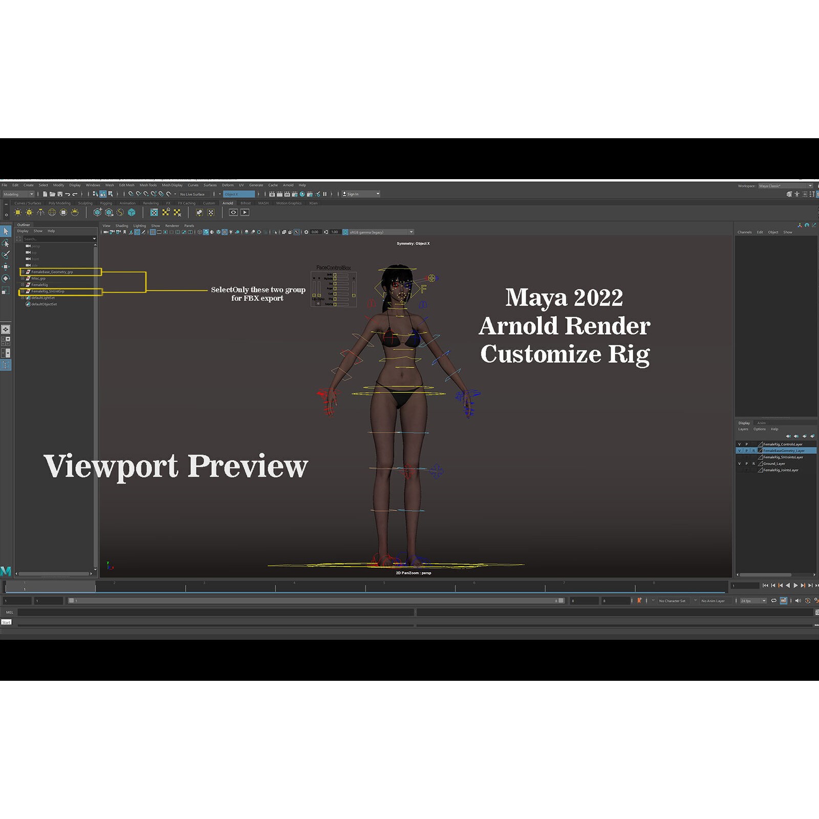 Female Base Model Rig - Low-Poly Game-Ready 3D Model - View 23