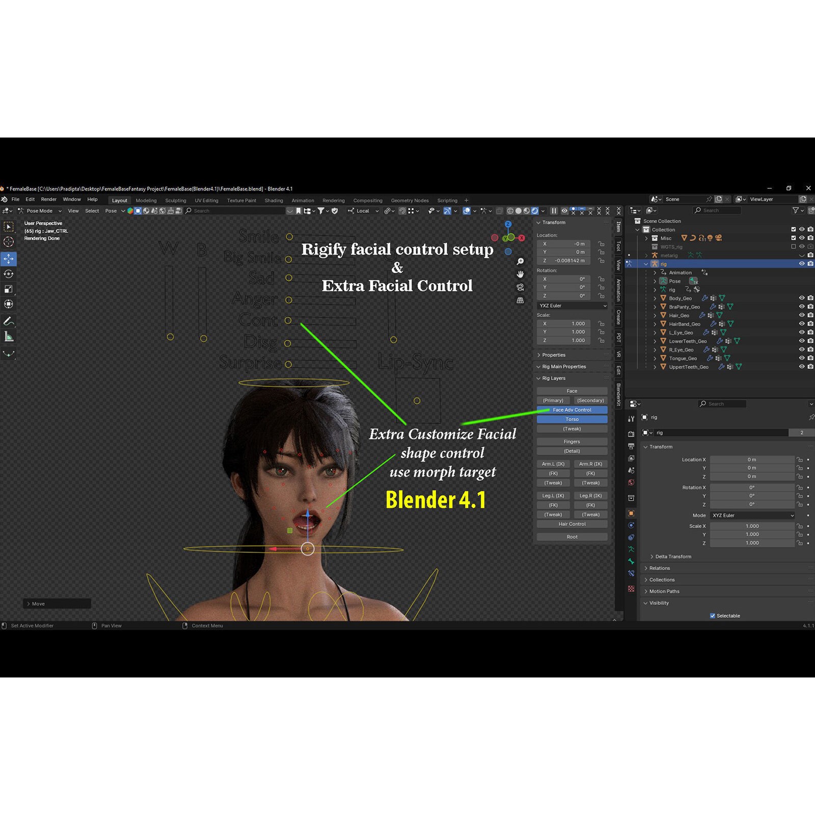 Female Base Model Rig - Low-Poly Game-Ready 3D Model - View 25