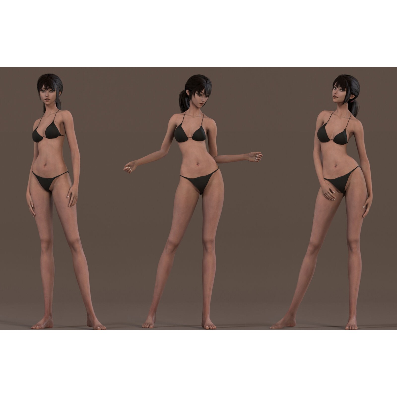 Female Base Model Rig - Low-Poly Game-Ready 3D Model - View 3