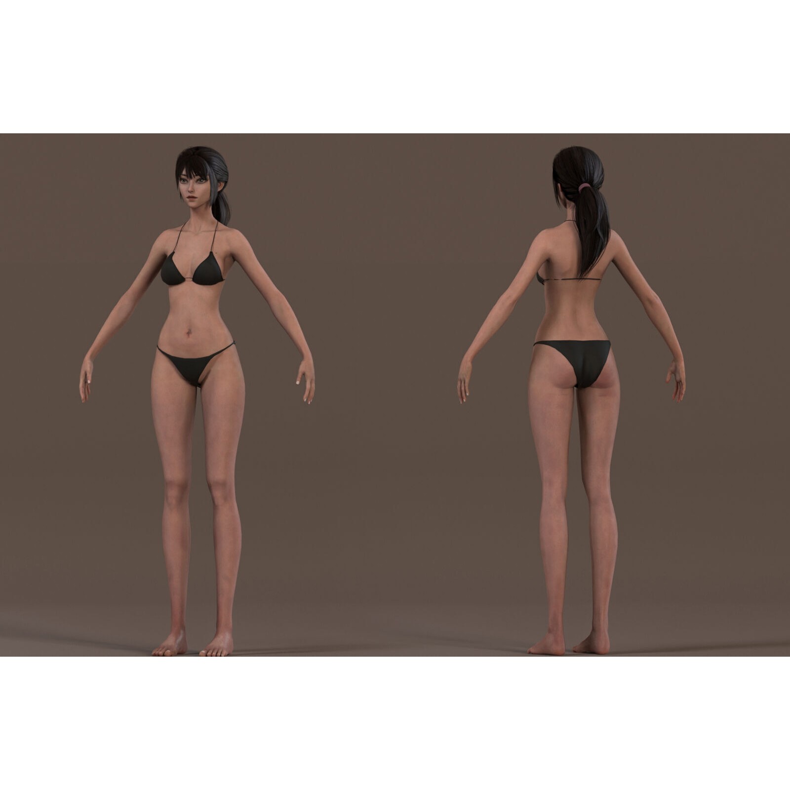 Female Base Model Rig - Low-Poly Game-Ready 3D Model - View 8