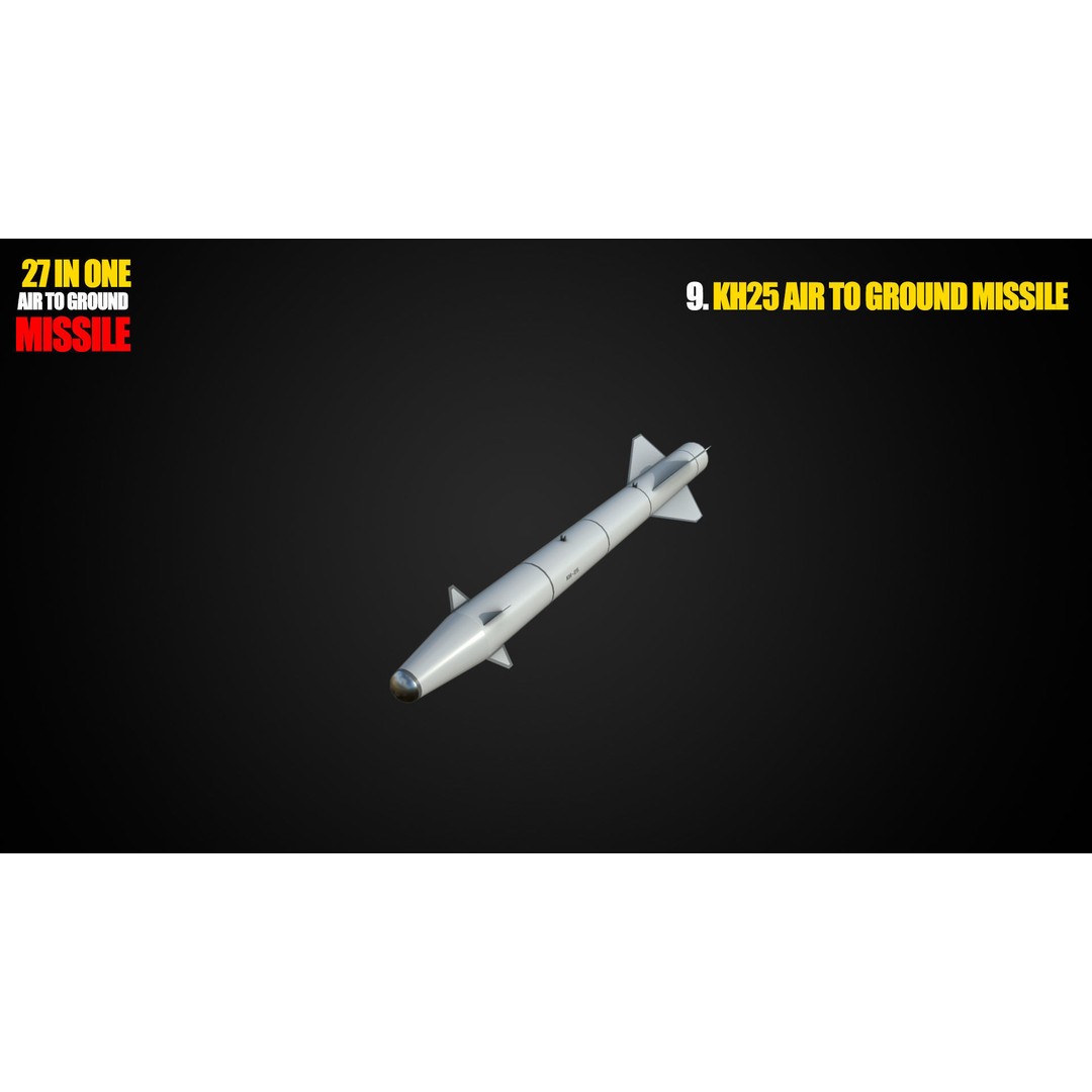 Air to Ground Missile 3D Model – Low Poly Game Asset, FBX - View 11