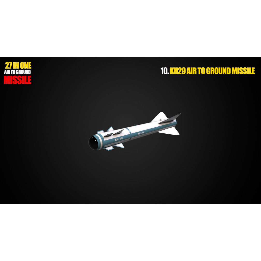 Air to Ground Missile 3D Model – Low Poly Game Asset, FBX - View 12