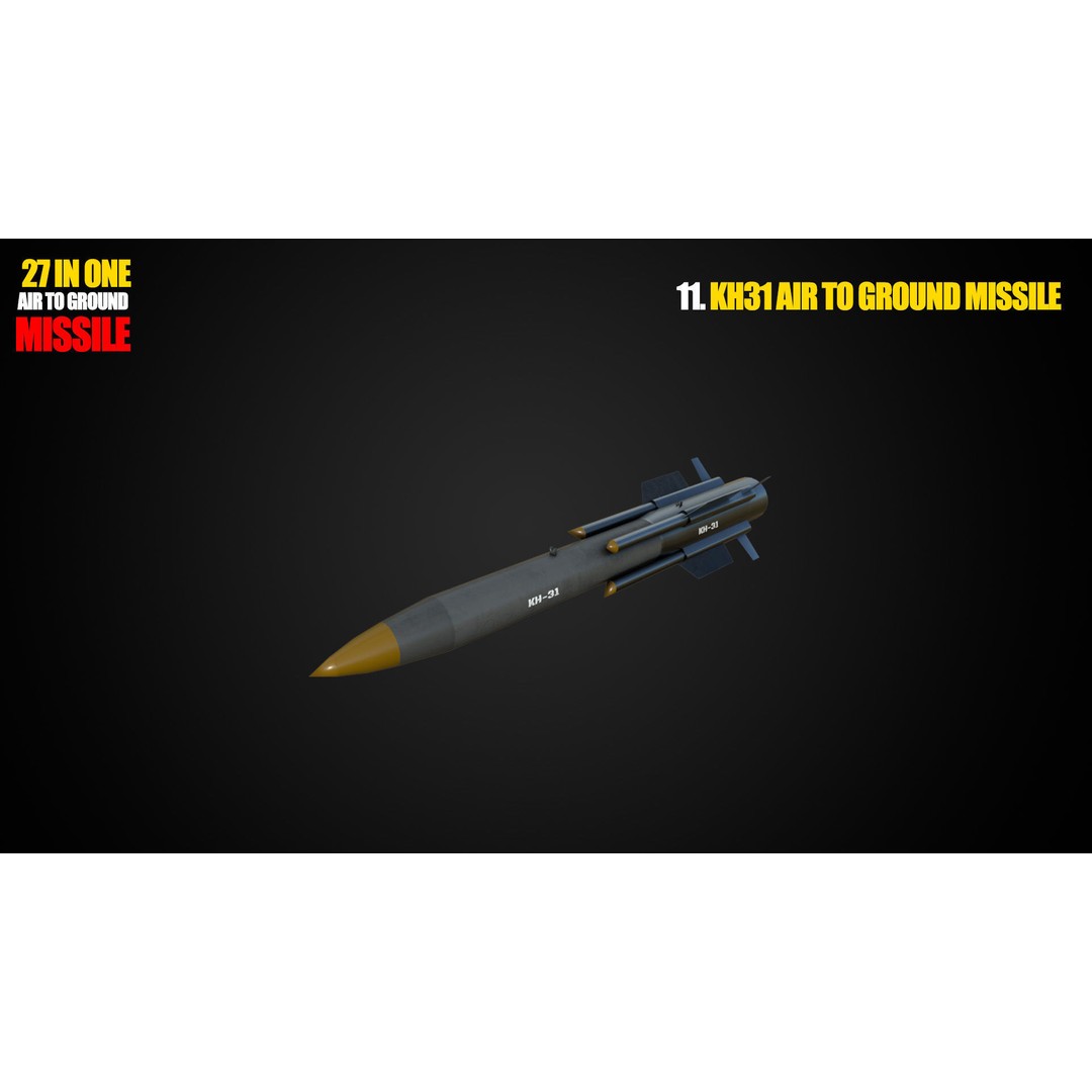 Air to Ground Missile 3D Model – Low Poly Game Asset, FBX - View 13
