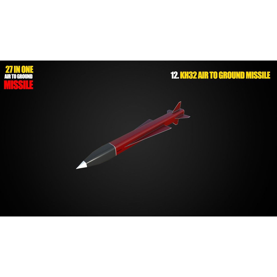 Air to Ground Missile 3D Model – Low Poly Game Asset, FBX - View 14