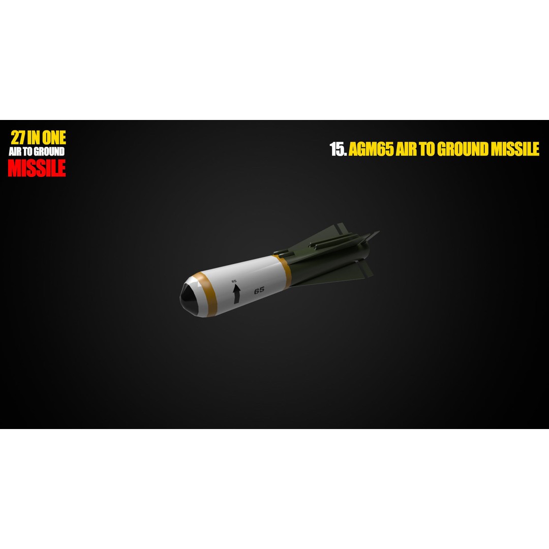 Air to Ground Missile 3D Model – Low Poly Game Asset, FBX - View 17