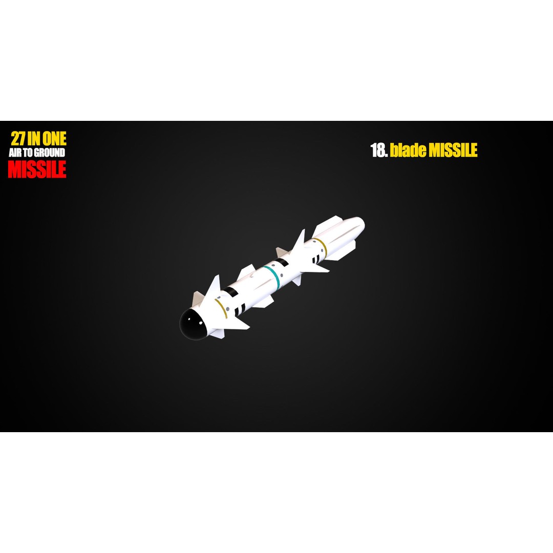 Air to Ground Missile 3D Model – Low Poly Game Asset, FBX - View 20