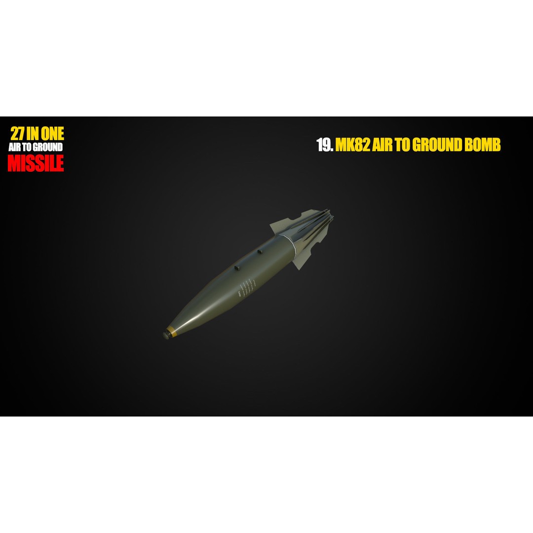 Air to Ground Missile 3D Model – Low Poly Game Asset, FBX - View 21