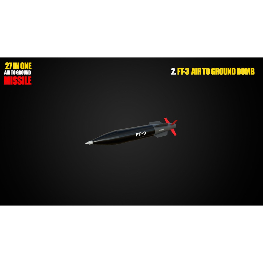 Air to Ground Missile 3D Model – Low Poly Game Asset, FBX - View 4