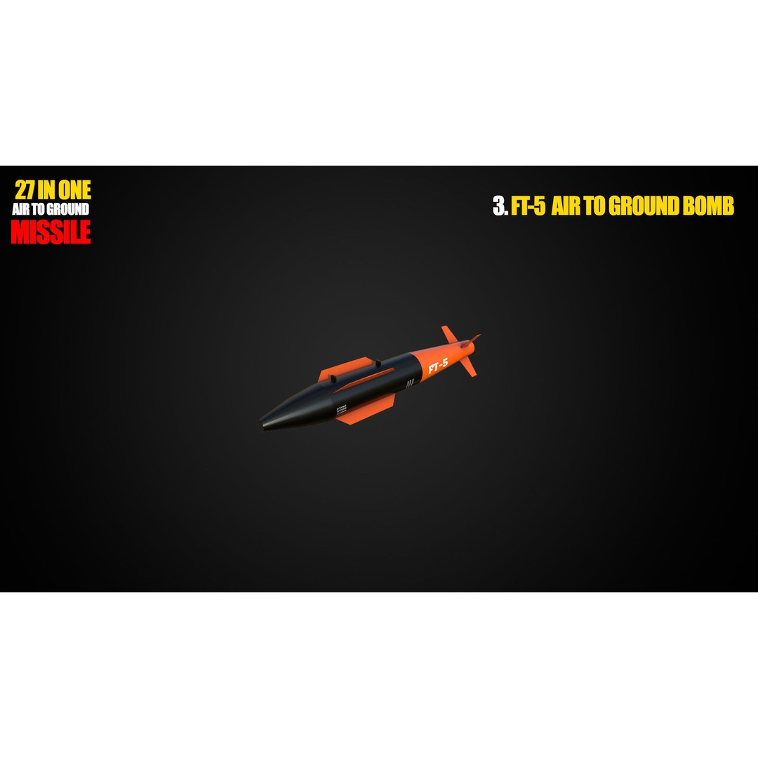 Air to Ground Missile 3D Model – Low Poly Game Asset, FBX - View 5