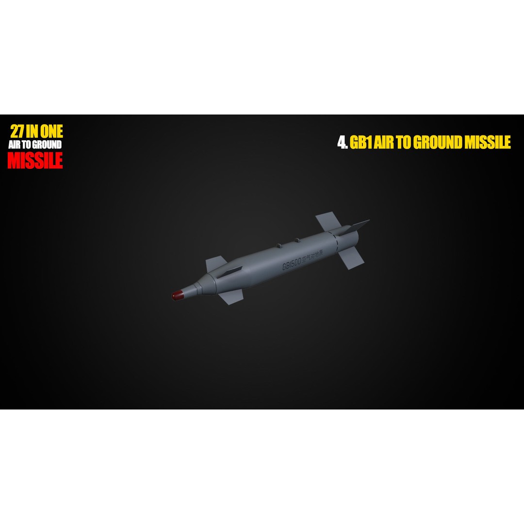 Air to Ground Missile 3D Model – Low Poly Game Asset, FBX - View 6