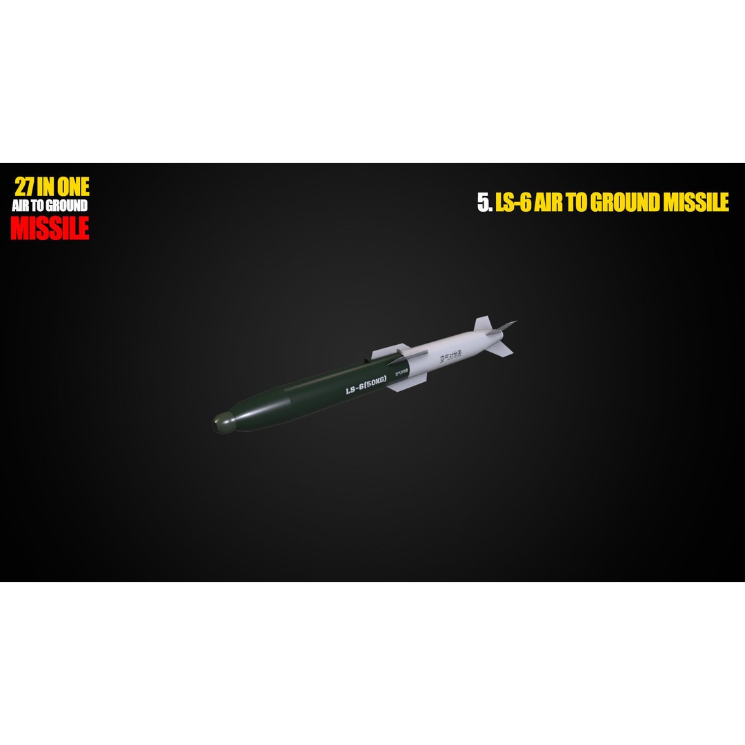 Air to Ground Missile 3D Model – Low Poly Game Asset, FBX - View 7