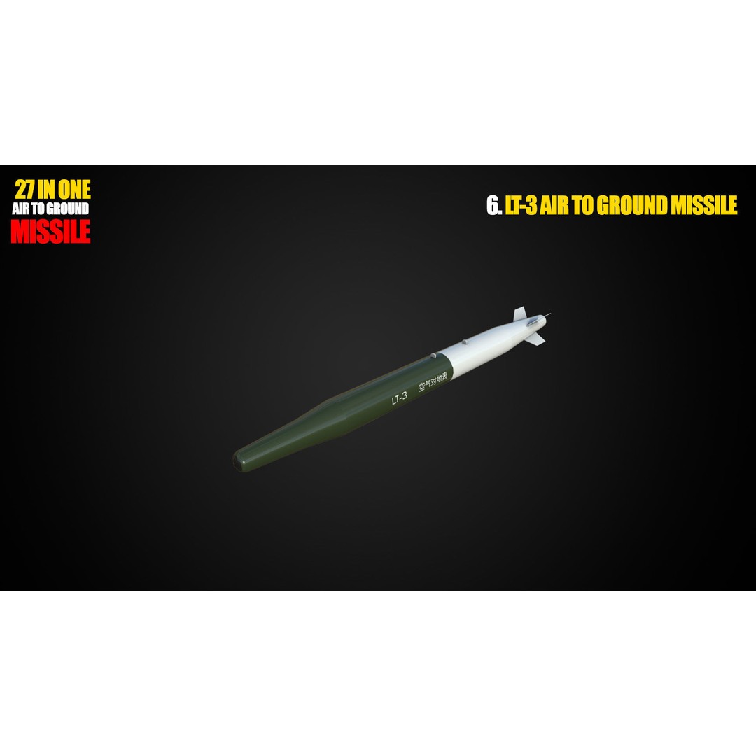 Air to Ground Missile 3D Model – Low Poly Game Asset, FBX - View 8