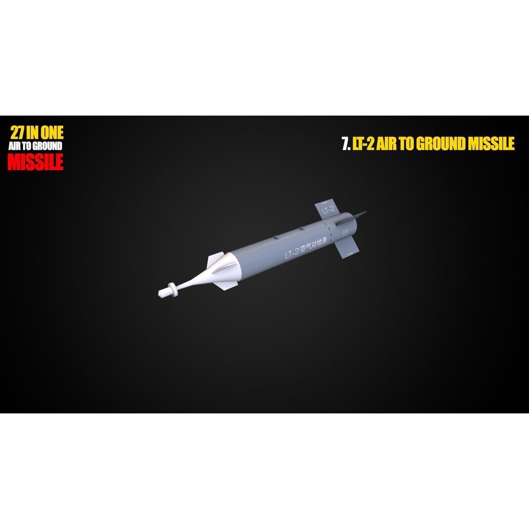 Air to Ground Missile 3D Model – Low Poly Game Asset, FBX - View 9