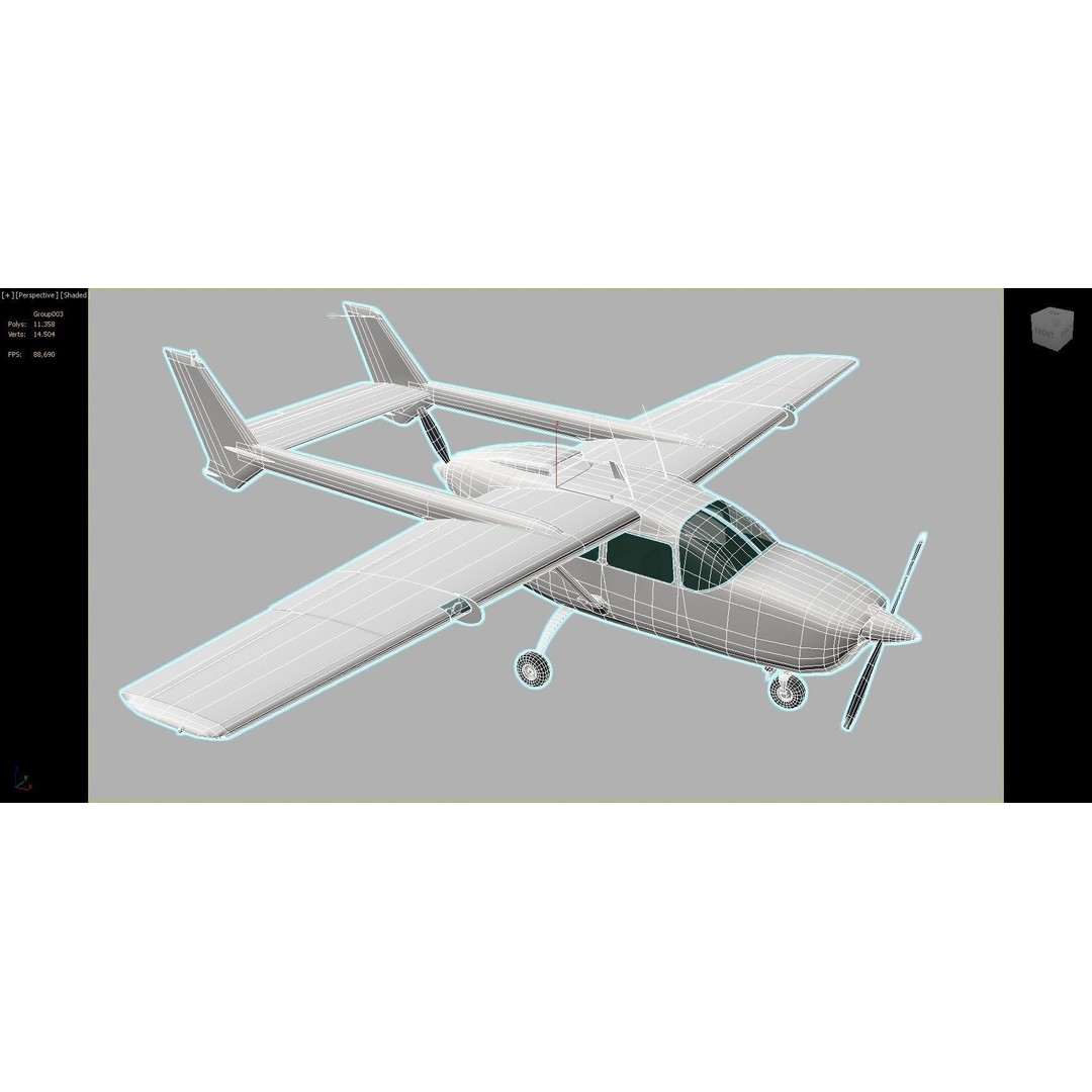 Cessna C337D 3D Model – Low Poly Static Aircraft Asset, FBX