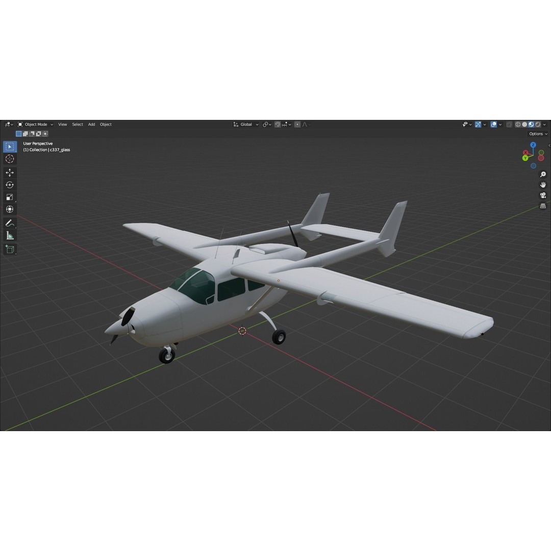Cessna C337D 3D Model – Low Poly Static Aircraft Asset, FBX - View 13