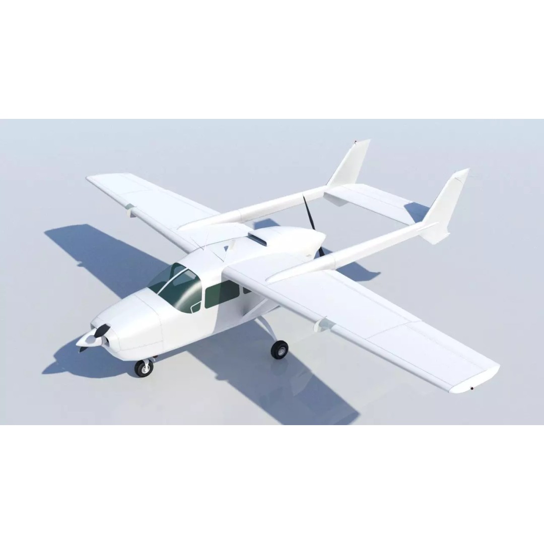 Cessna C337D 3D Model – Low Poly Static Aircraft Asset, FBX - View 2