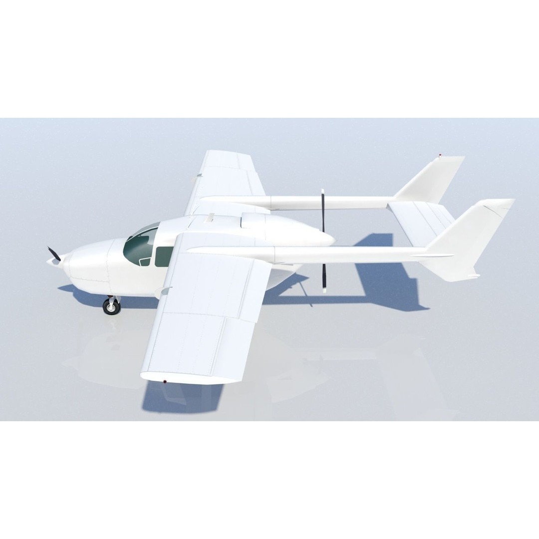 Cessna C337D 3D Model – Low Poly Static Aircraft Asset, FBX - View 3
