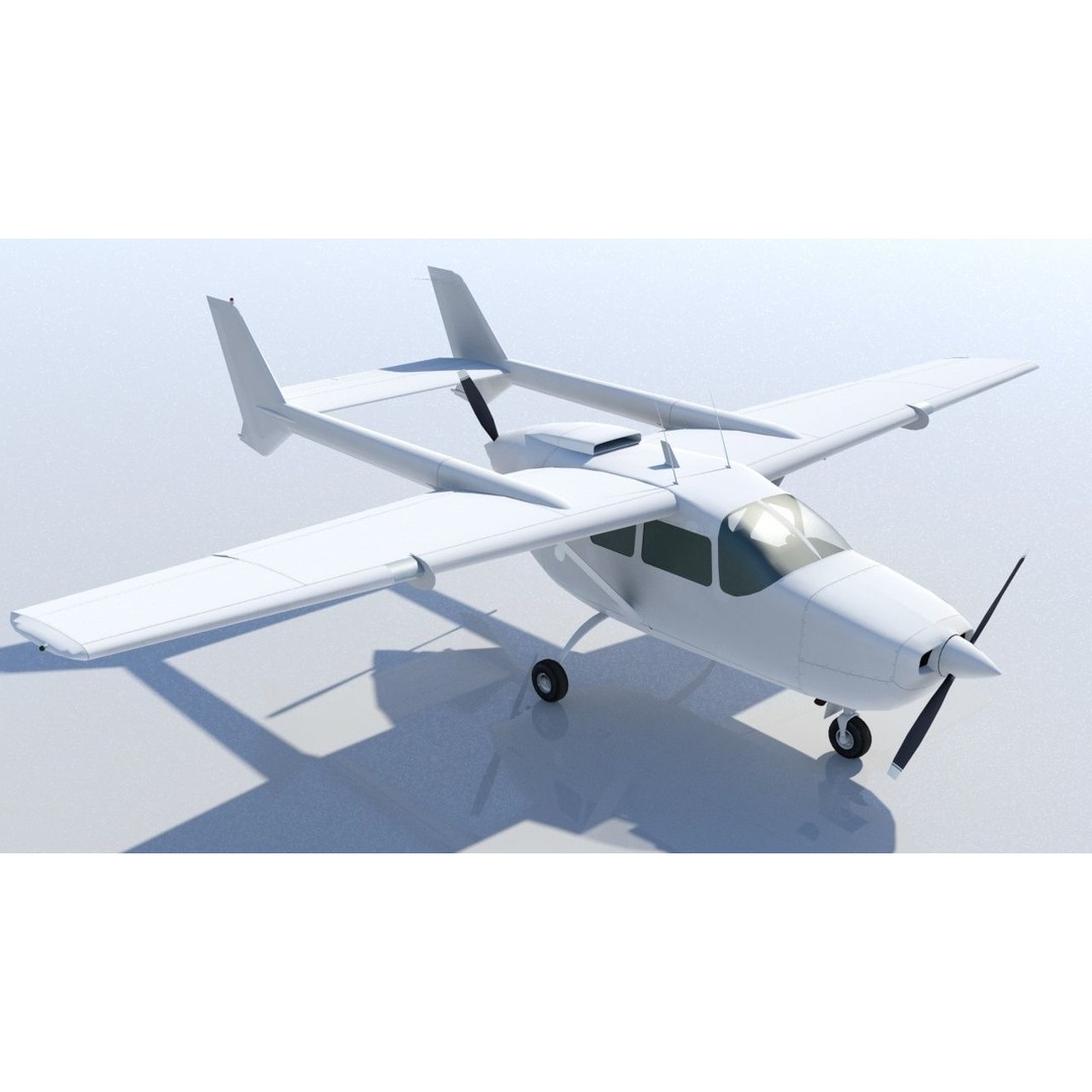 Cessna C337D 3D Model – Low Poly Static Aircraft Asset, FBX - View 7