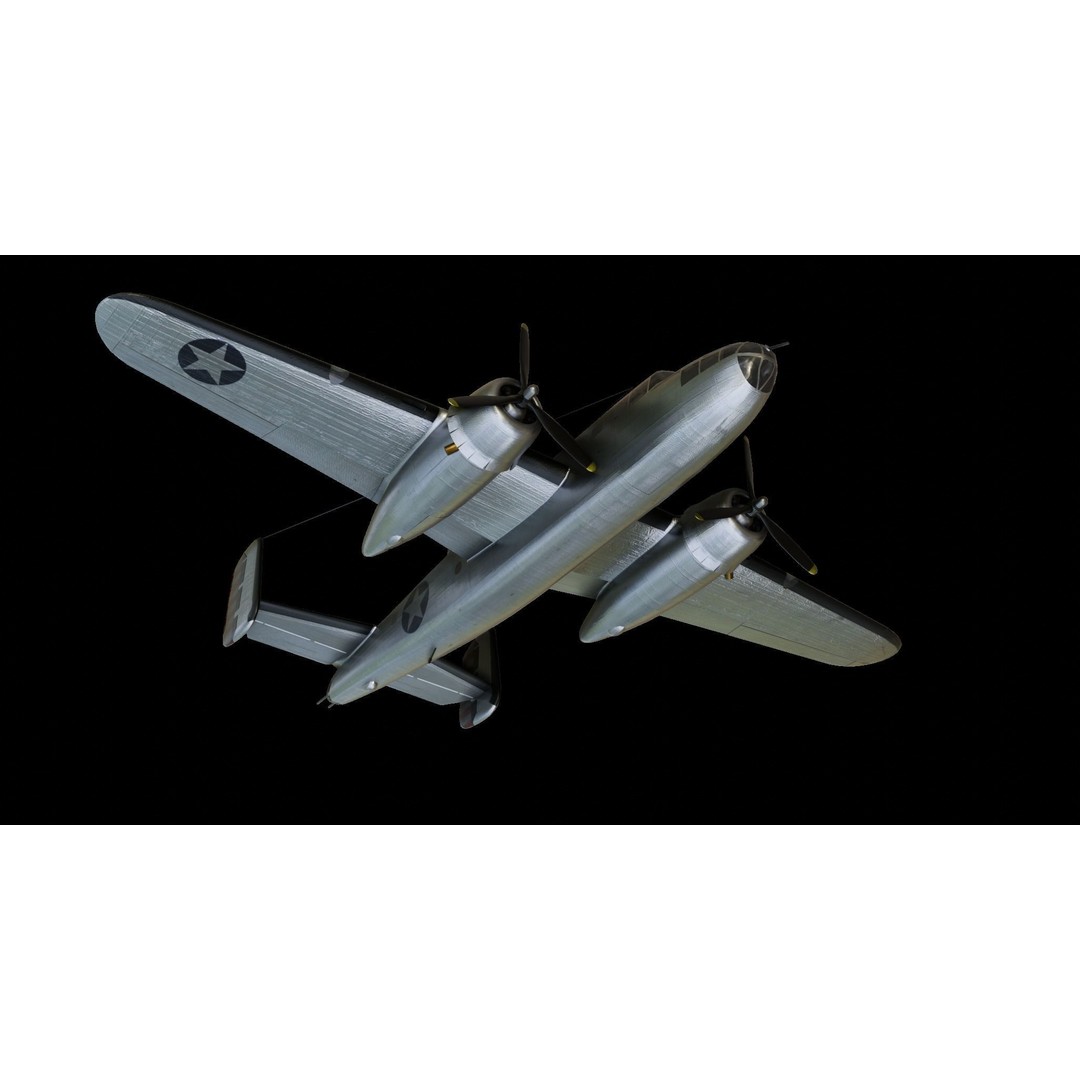 North American B-25 Mitchell 3D Model – Low Poly Animated Aircraft, FBX - View 10