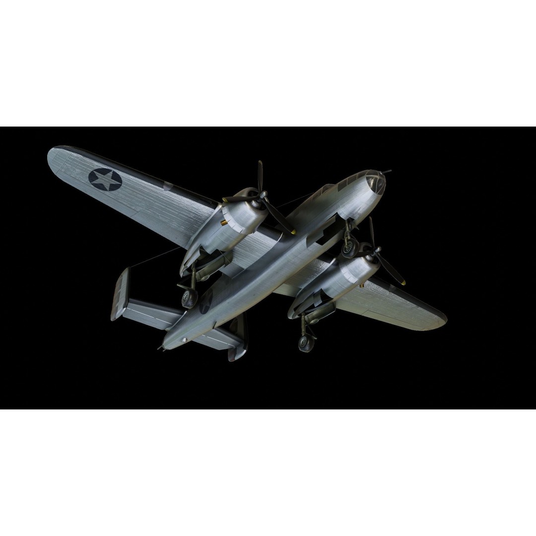 North American B-25 Mitchell 3D Model – Low Poly Animated Aircraft, FBX - View 11