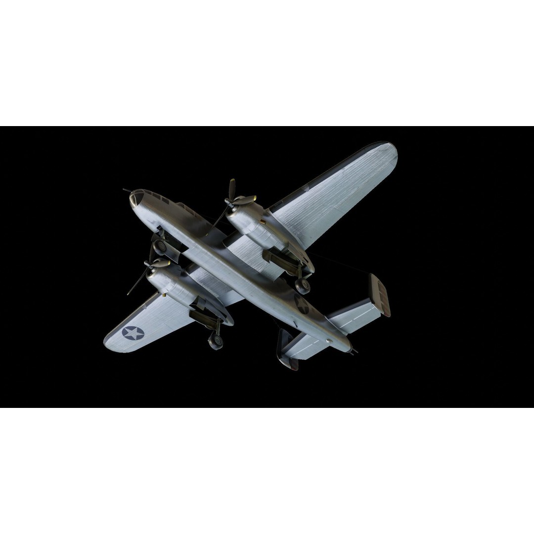 North American B-25 Mitchell 3D Model – Low Poly Animated Aircraft, FBX - View 12