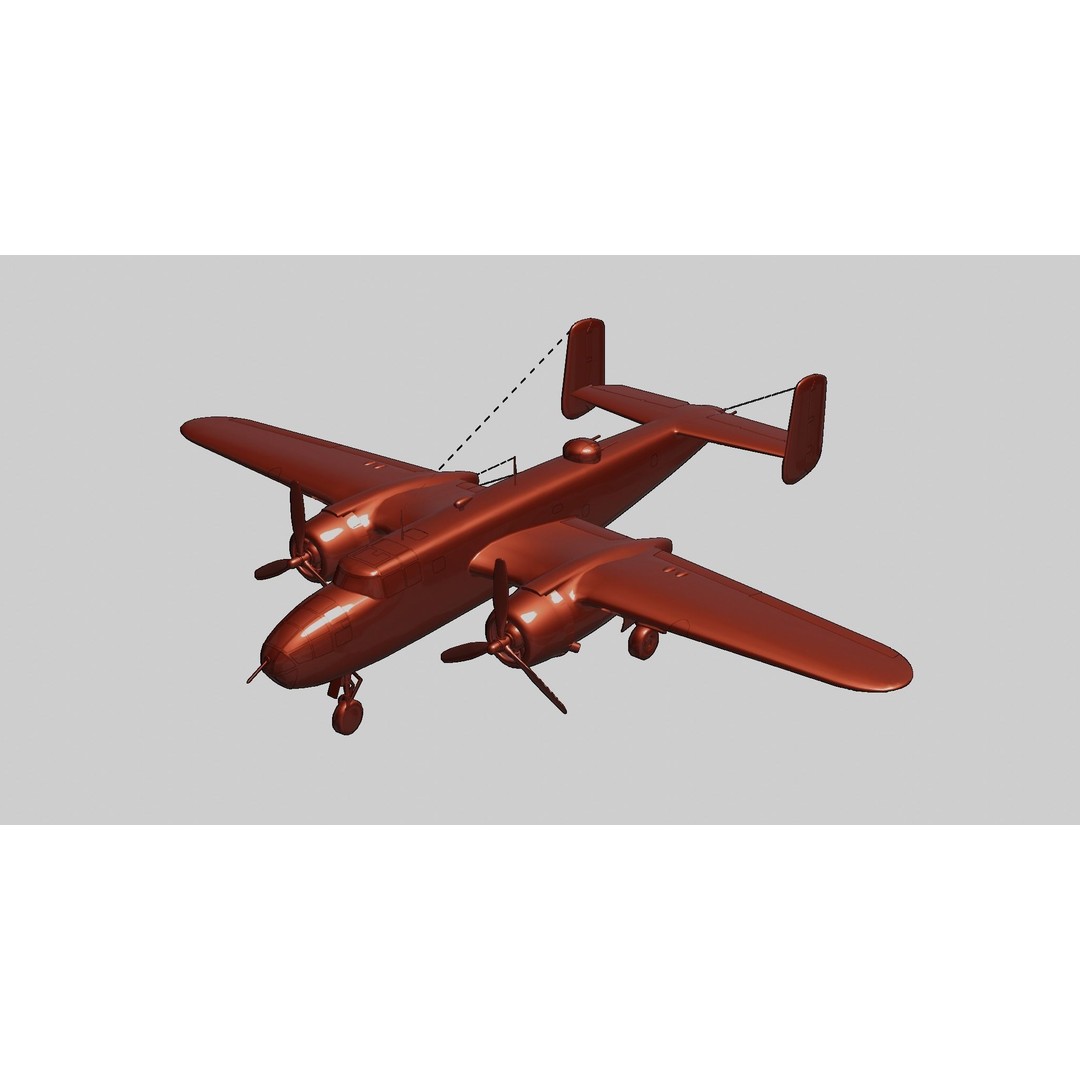 North American B-25 Mitchell 3D Model – Low Poly Animated Aircraft, FBX - View 14