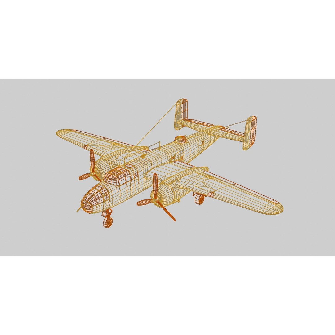 North American B-25 Mitchell 3D Model – Low Poly Animated Aircraft, FBX - View 15