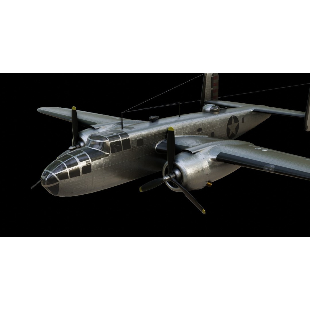 North American B-25 Mitchell 3D Model – Low Poly Animated Aircraft, FBX - View 4