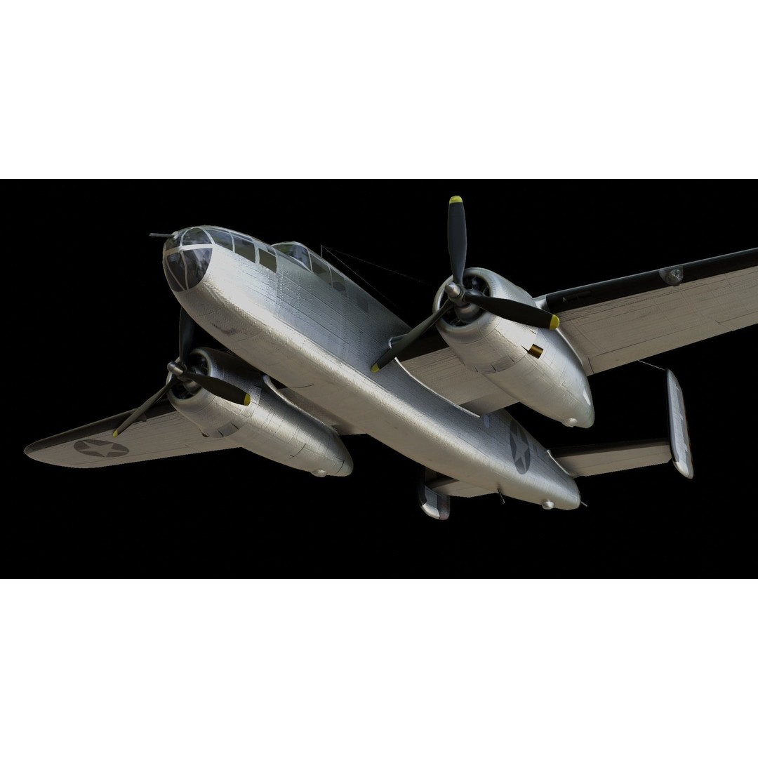 North American B-25 Mitchell 3D Model – Low Poly Animated Aircraft, FBX - View 6