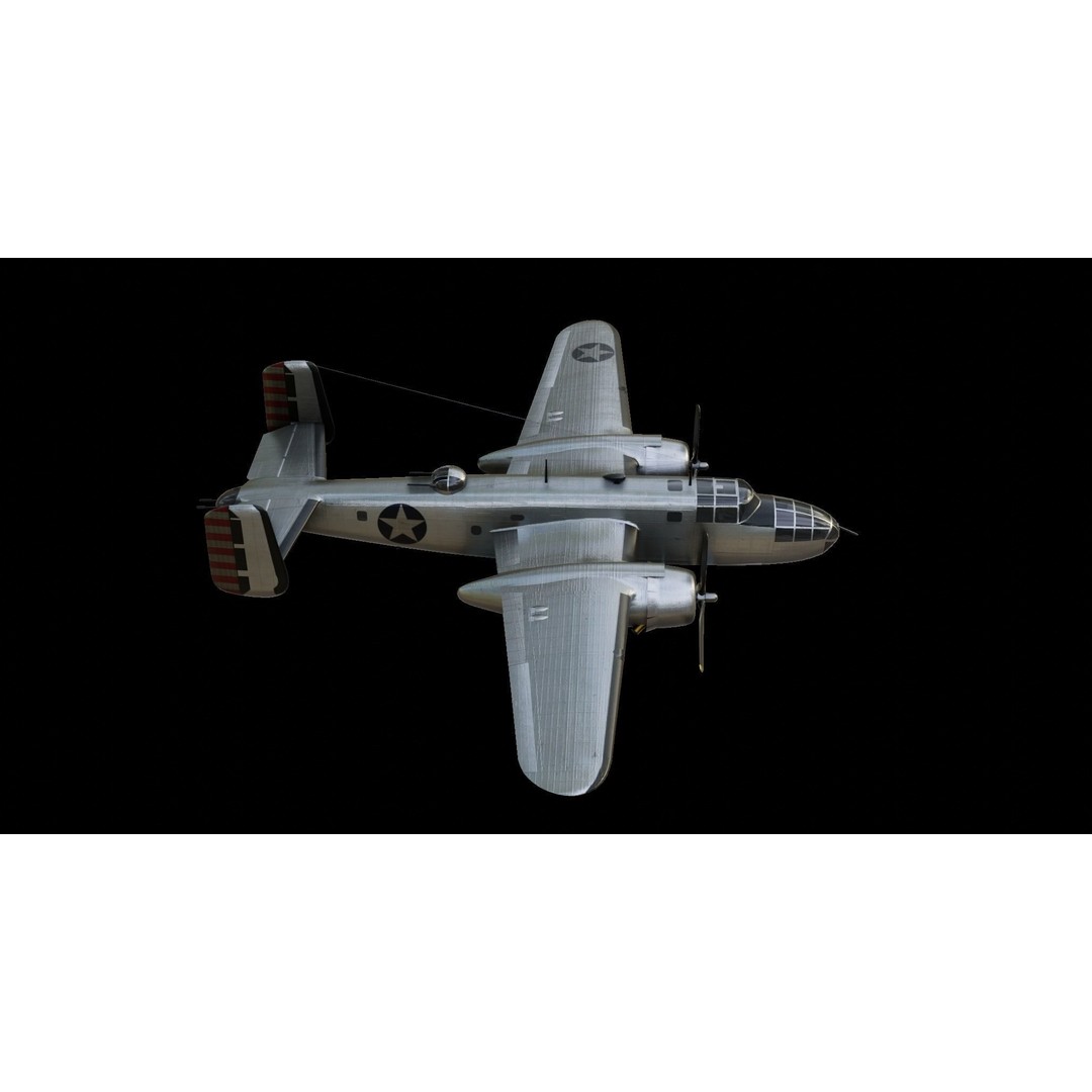 North American B-25 Mitchell 3D Model – Low Poly Animated Aircraft, FBX - View 7