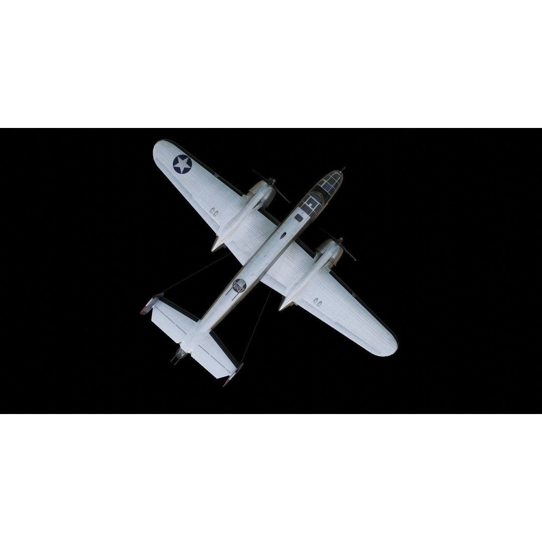 North American B-25 Mitchell 3D Model – Low Poly Animated Aircraft, FBX - View 8