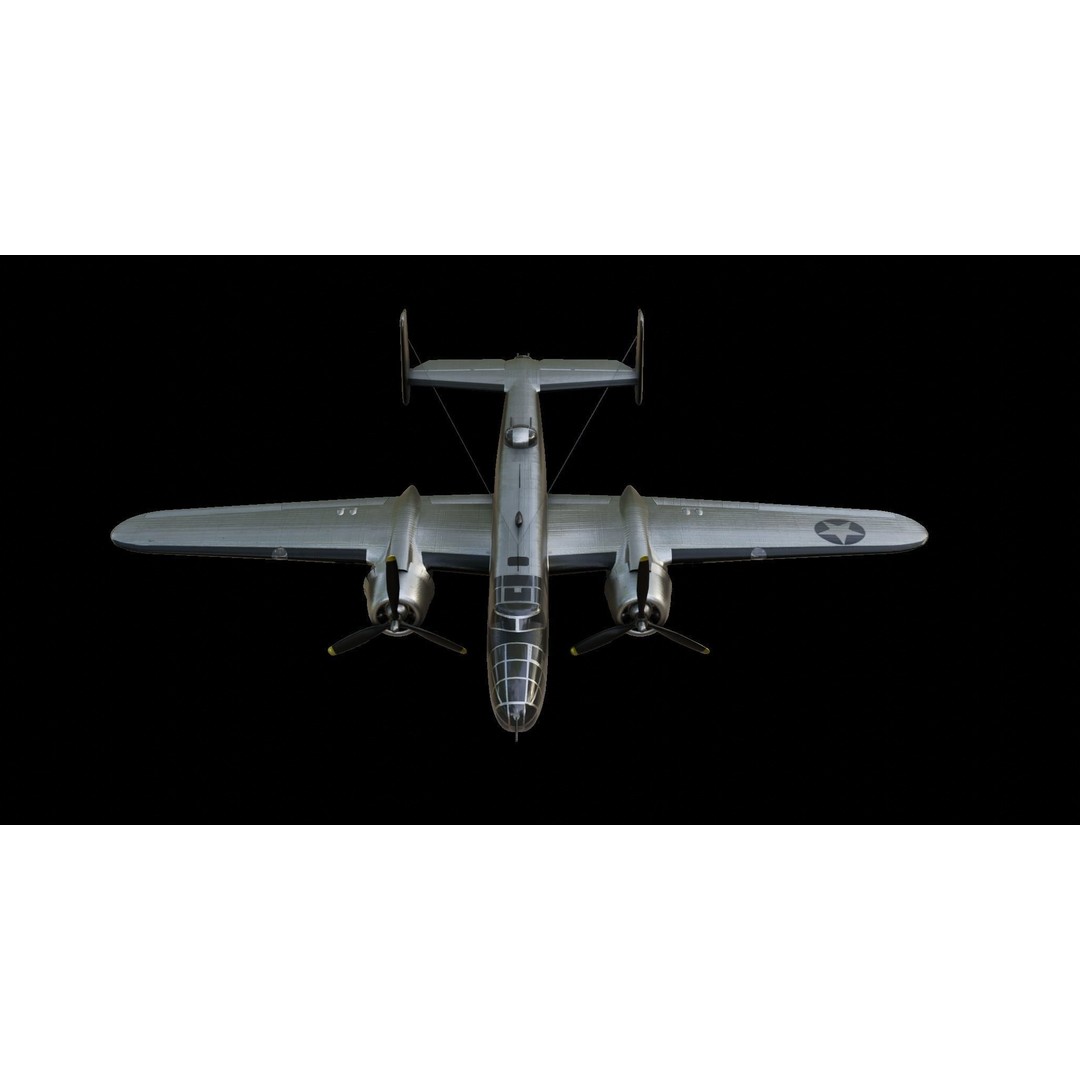 North American B-25 Mitchell 3D Model – Low Poly Animated Aircraft, FBX - View 9