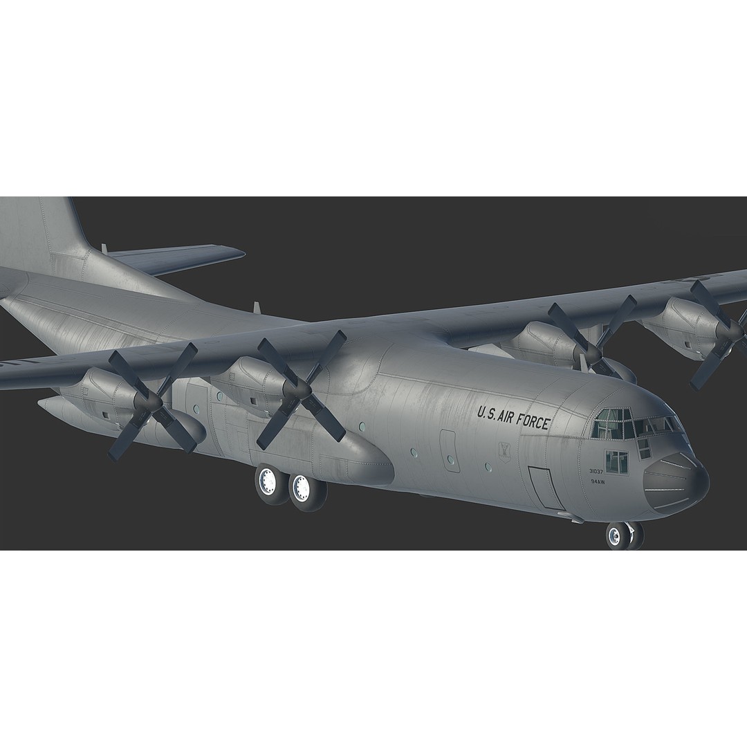 C130 Hercules 3D Model – Low Poly Game Asset, FBX, PBR Textures - View 10