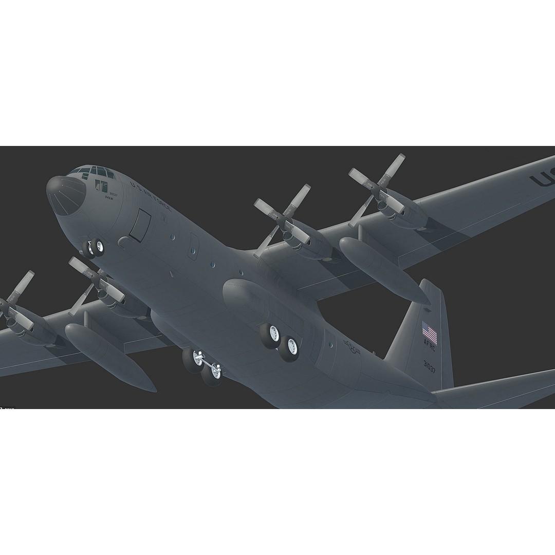C130 Hercules 3D Model – Low Poly Game Asset, FBX, PBR Textures - View 12