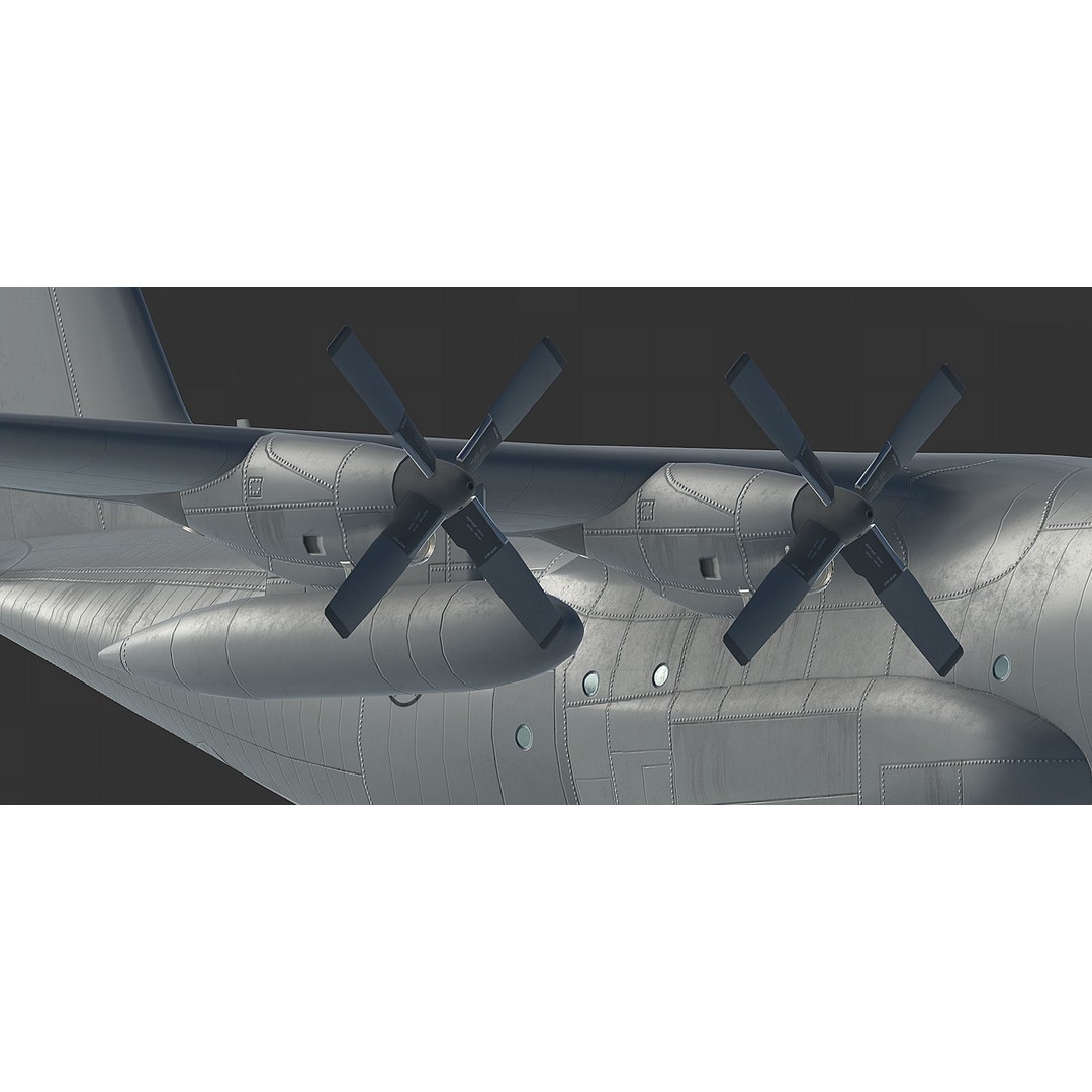 C130 Hercules 3D Model – Low Poly Game Asset, FBX, PBR Textures - View 13