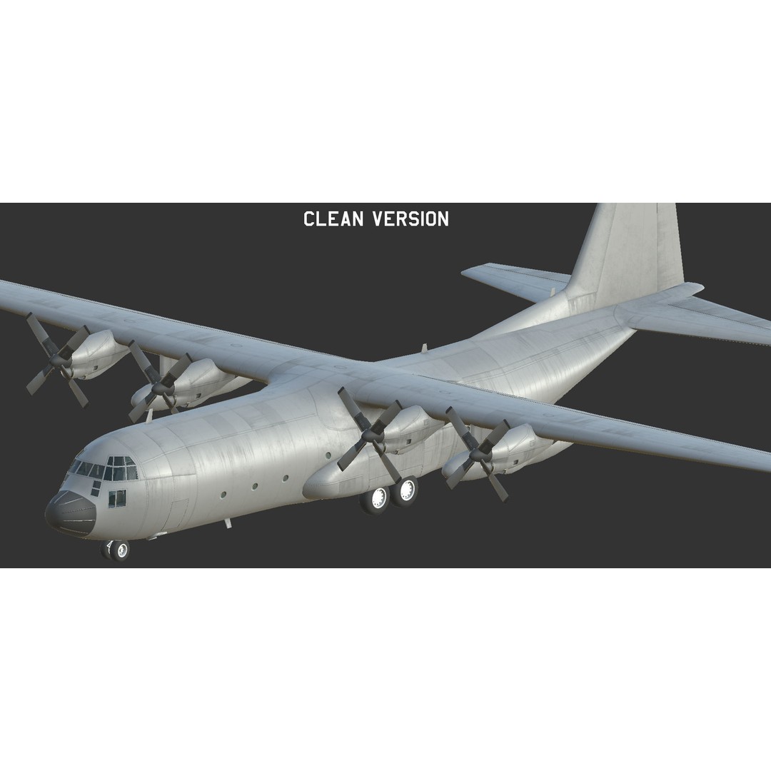 C130 Hercules 3D Model – Low Poly Game Asset, FBX, PBR Textures - View 4